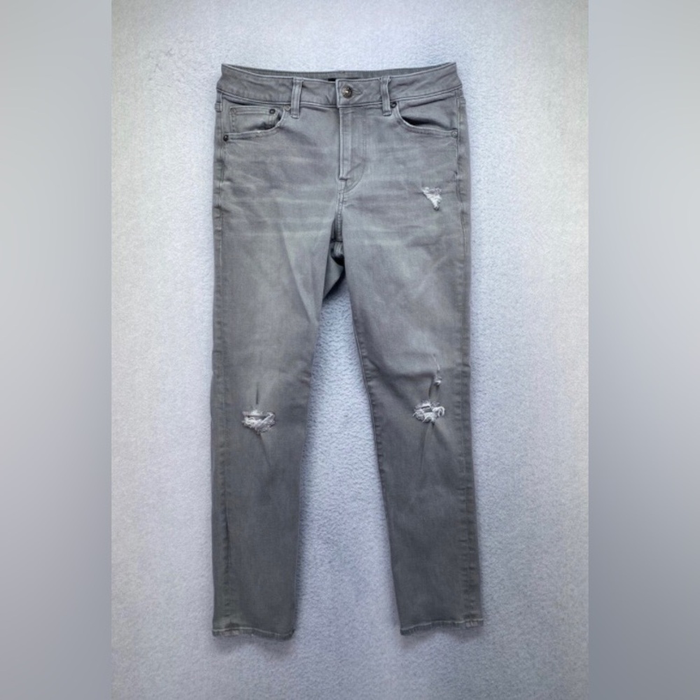 Express Gray Ankle Slim 30x32 Distressed Denim